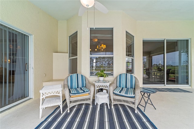 view of patio with a ceiling fan