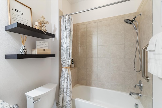 full bathroom featuring shower / tub combo and toilet