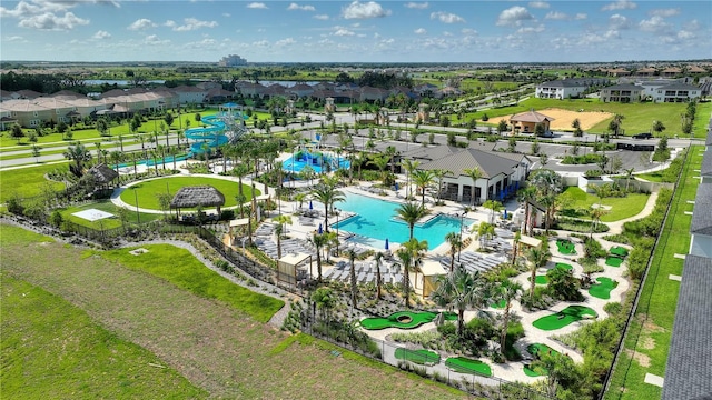 bird's eye view with a residential view