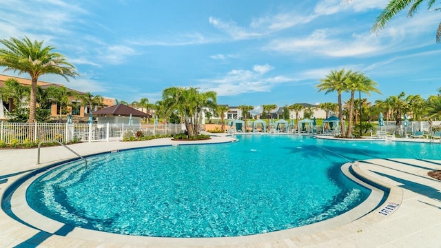 community pool with fence