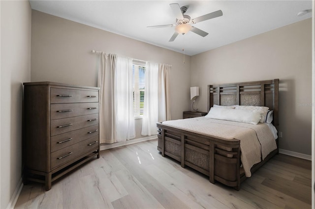 13475 Crest Lake Dr, Hudson, FL 34669 - bedroom featuring ceiling fan, baseboards, and light wood-style floors