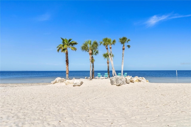 view of water feature with a view of the beach