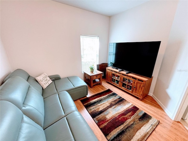 living area featuring light wood-type flooring