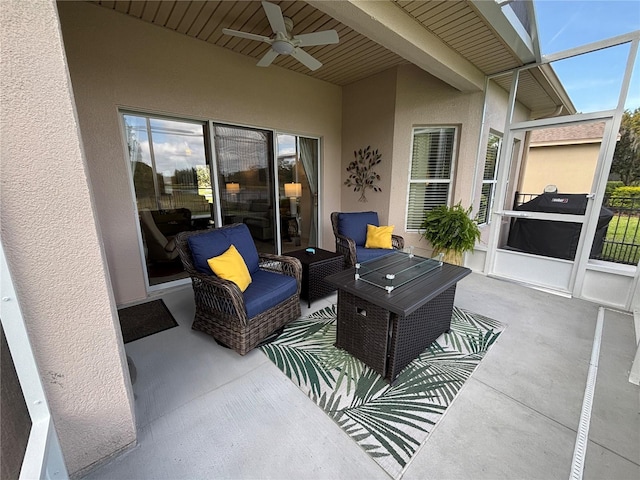 view of patio with ceiling fan