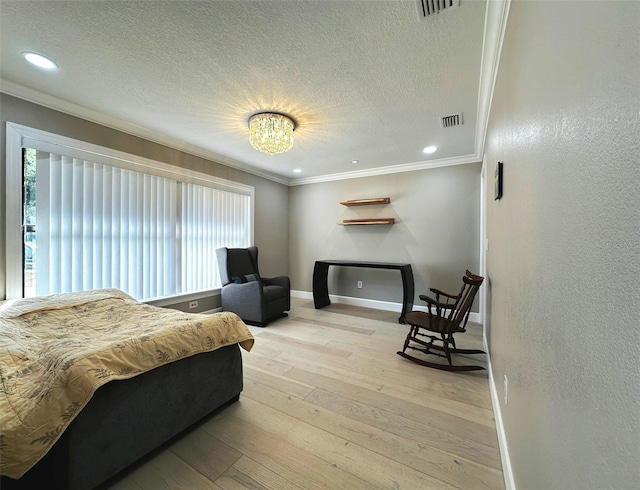 3328 Wax Berry Ct, Windermere, FL 34786 - bedroom with crown molding, a textured ceiling, visible vents, and multiple windows