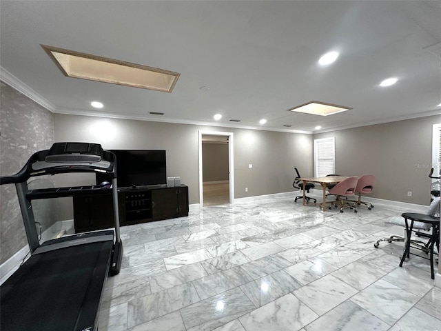 3328 Wax Berry Ct, Windermere, FL 34786 - interior space featuring crown molding, recessed lighting, baseboards, and attic access