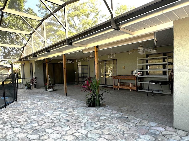 3328 Wax Berry Ct, Windermere, FL 34786 - view of patio with glass enclosure and a ceiling fan