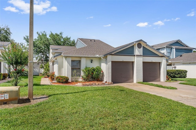 98 Lakepointe Cir, Kissimmee, FL 34743 - single story home with a front yard, a garage, roof with shingles, concrete driveway, and stucco siding