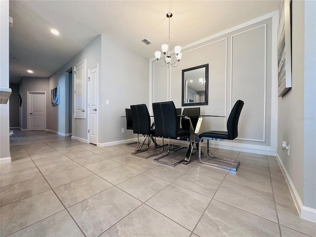 1321 Yorkdale Rd, Davenport, FL 33837 - dining area with visible vents, baseboards, light tile patterned floors, and a notable chandelier