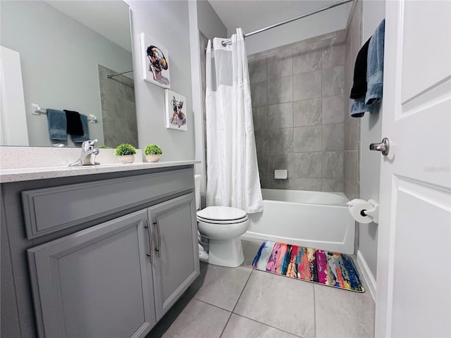 1321 Yorkdale Rd, Davenport, FL 33837 - bathroom featuring vanity, shower / tub combo with curtain, tile patterned floors, and toilet