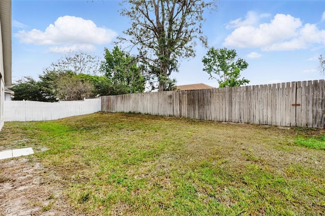 view of yard featuring a fenced backyard