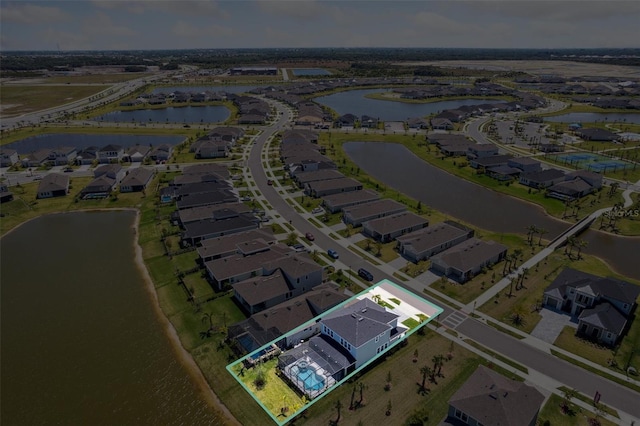 2476 Kamin Dr, Melbourne, FL 32940 - birds eye view of property with a water view and a residential view