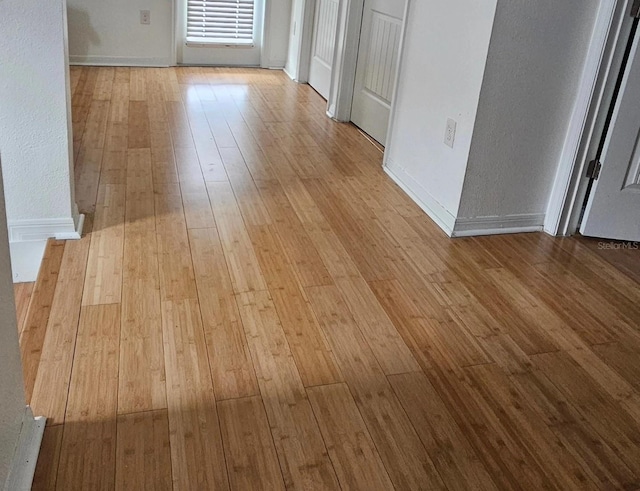 interior space with baseboards and hardwood / wood-style flooring