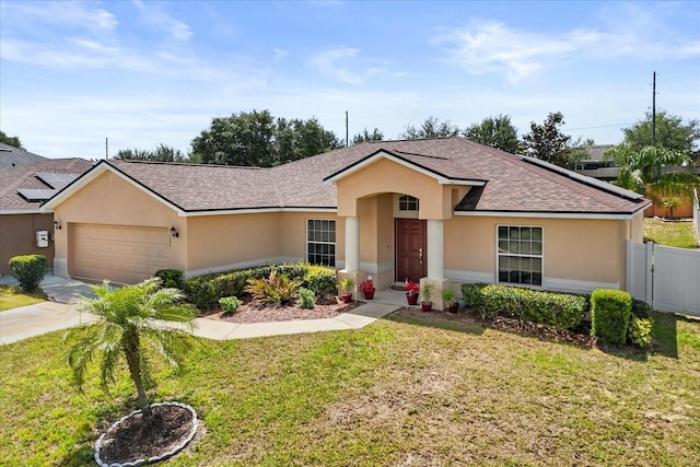 131 Highland Meadows Pl, Davenport, FL 33837 - ranch-style house with roof with shingles, an attached garage, and stucco siding
