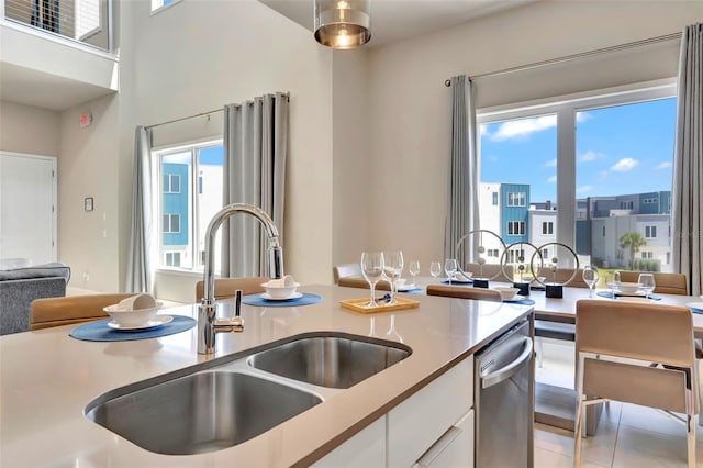 7740 Sandy Ridge Dr Unit 236, Reunion, FL 34747 - kitchen with a sink, open floor plan, light countertops, white cabinets, and stainless steel dishwasher