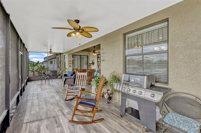 view of patio / terrace featuring a ceiling fan