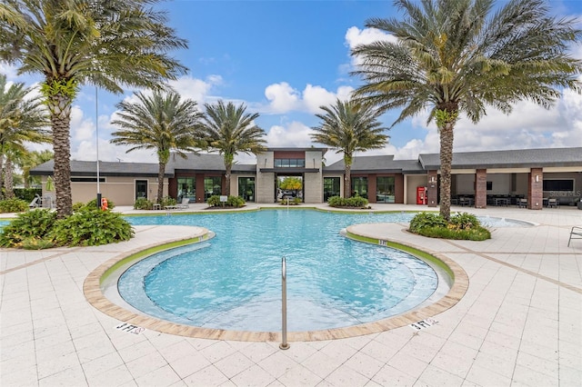 pool featuring a patio area