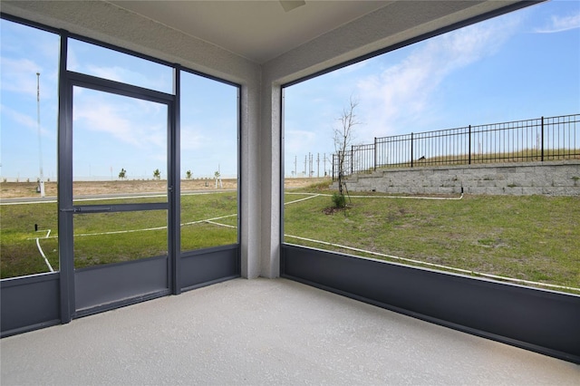 view of unfurnished sunroom