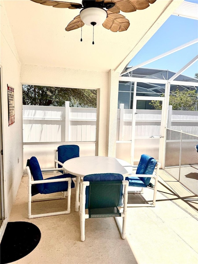 314 Saddle Ridge Dr, Davenport, FL 33896 - sunroom / solarium featuring a ceiling fan, outdoor dining space, and a wealth of natural light