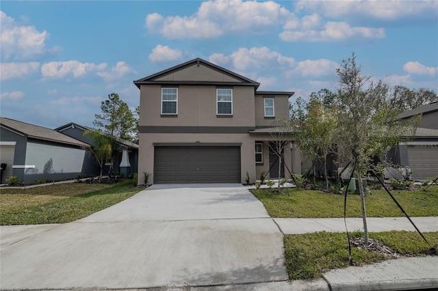 2189 Teneroc Trl, Lakeland, FL 33801 - traditional home with a garage, driveway, a front lawn, and stucco siding