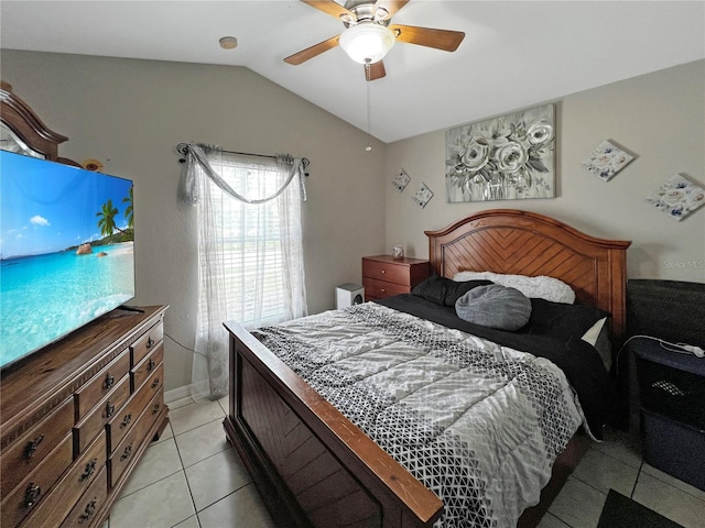 8439 Adele Rd, Lakeland, FL 33810 - bedroom featuring lofted ceiling, light tile patterned flooring, and ceiling fan