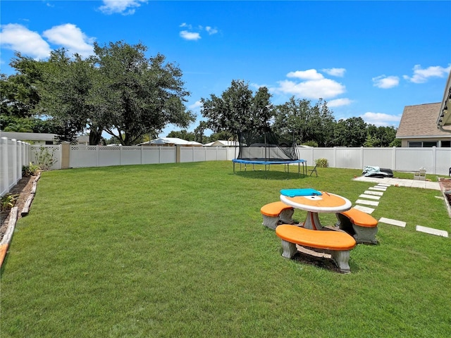 8439 Adele Rd, Lakeland, FL 33810 - view of yard featuring a fenced backyard and a trampoline