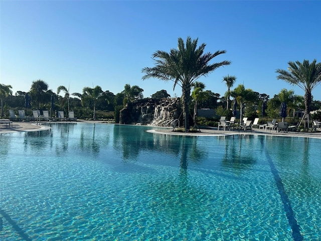 pool with a patio