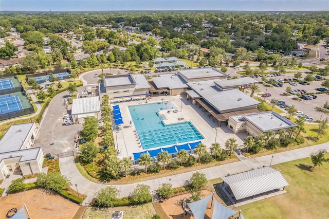 bird's eye view of a pool