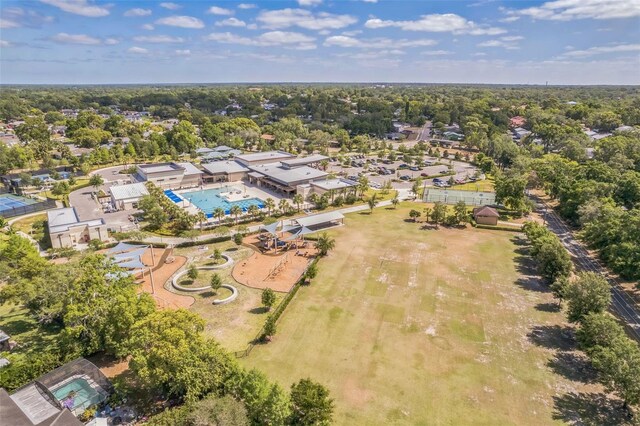 aerial overview of property's location featuring a pool