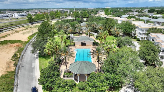 bird's eye view of a pool