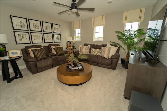 3920 Southern Vista Loop, Saint Cloud, FL 34772 - living area featuring light carpet and a ceiling fan