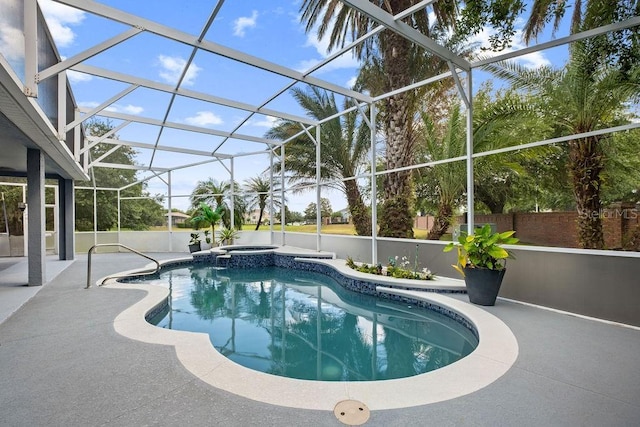 13044 Lakeshore Grove Dr, Winter Garden, FL 34787 - view of pool with an in-ground hot tub, a patio, and a lanai