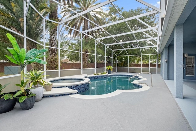 13044 Lakeshore Grove Dr, Winter Garden, FL 34787 - view of pool featuring a patio area, a pool with connected hot tub, and a lanai