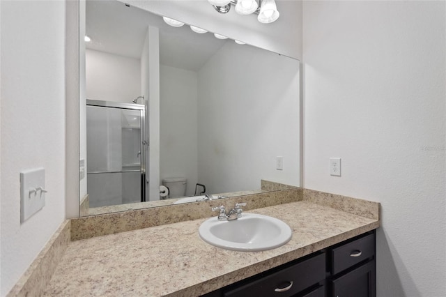 5816 Beefmaster Rd, Saint Cloud, FL 34771 - bathroom featuring vanity, a shower stall, and toilet