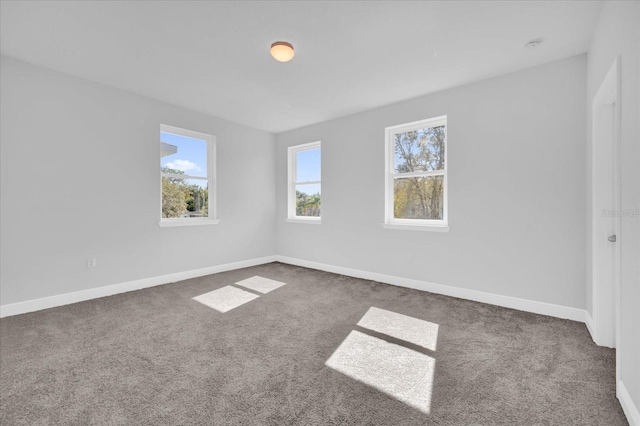 unfurnished room with baseboards and carpet flooring