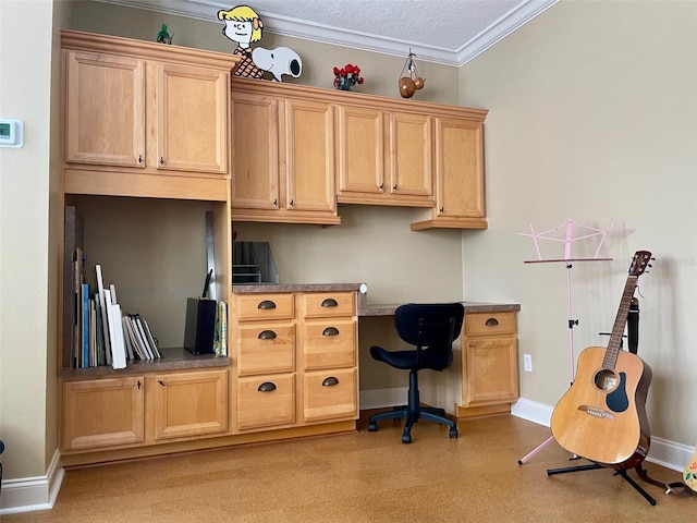 907 Pawstand Rd, Celebration, FL 34747 - office space with baseboards, crown molding, and built in desk