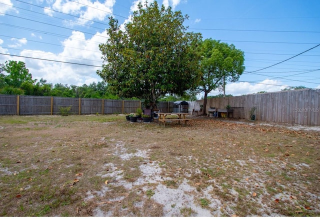 view of yard featuring a fenced backyard