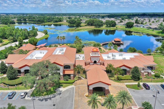 aerial view of a nearby body of water