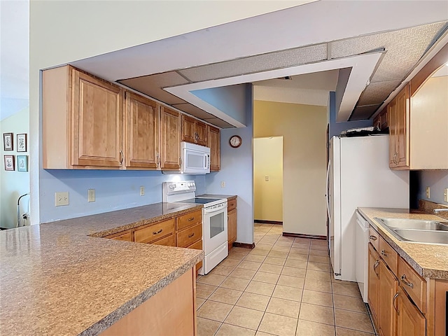3110 Short Leaf Pine Ct, Kissimmee, FL 34746 - kitchen featuring white appliances, a sink, and light tile patterned floors