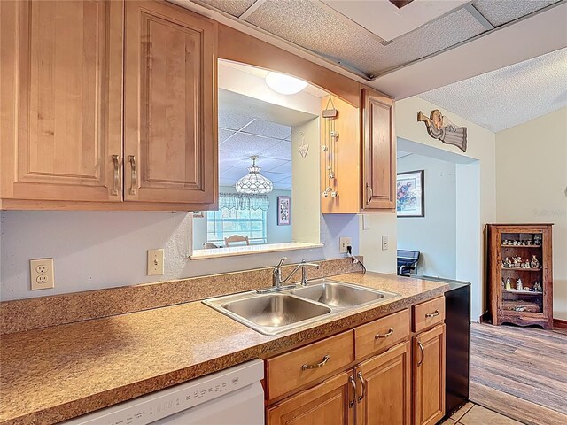 3110 Short Leaf Pine Ct, Kissimmee, FL 34746 - kitchen with a sink, dishwasher, light countertops, and light wood-style flooring