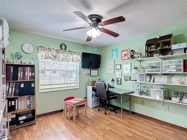 3110 Short Leaf Pine Ct, Kissimmee, FL 34746 - office featuring wood finished floors, ceiling fan, a textured ceiling, and baseboards