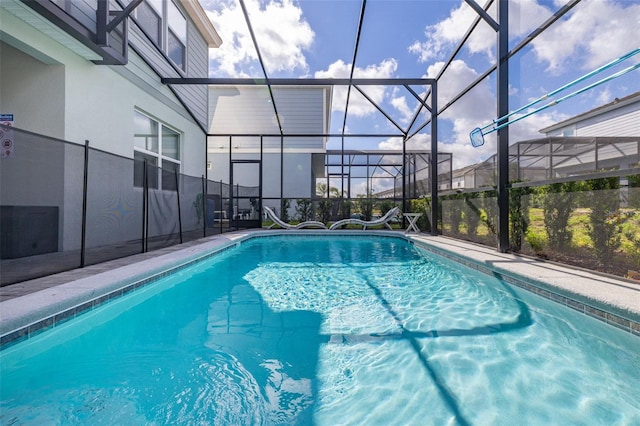 swimming pool with a lanai