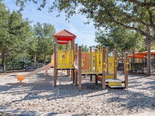 community play area featuring fence