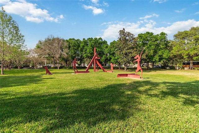 communal playground featuring a lawn