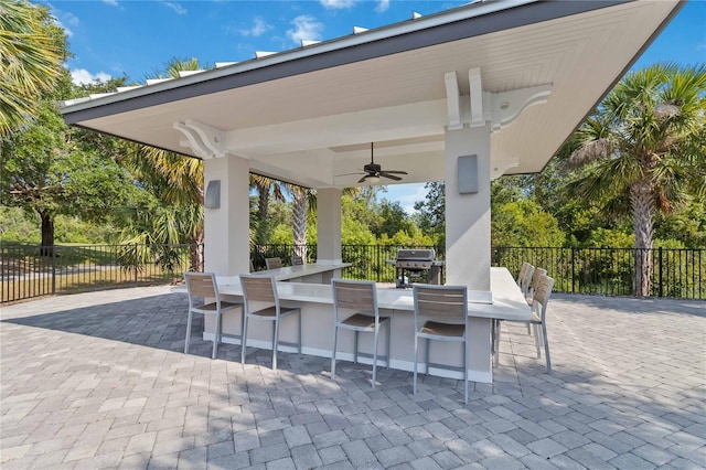 3378 Sagebrush St, Harmony, FL 34773 - view of patio / terrace featuring fence, a ceiling fan, and grilling area