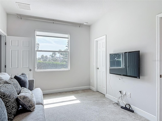 12313 Prairie Plantation Way, Orlando, FL 32824 - living area with carpet, a textured ceiling, and baseboards