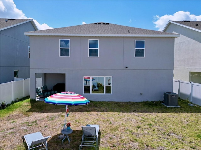 1181 Lone Palm Way, Saint Cloud, FL 34771 - back of house with cooling unit, roof with shingles, and stucco siding