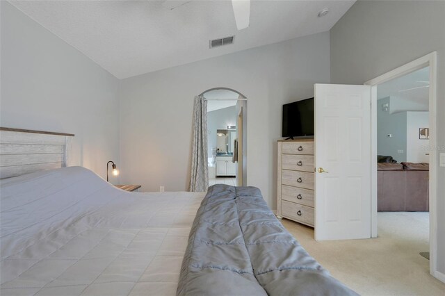 4796 Cumbrian Lakes Dr, Kissimmee, FL 34746 - bedroom featuring lofted ceiling, carpet flooring, and a ceiling fan