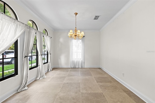 1047 Banks Rose St, Kissimmee, FL 34747 - unfurnished room featuring a chandelier, healthy amount of natural light, crown molding, and baseboards