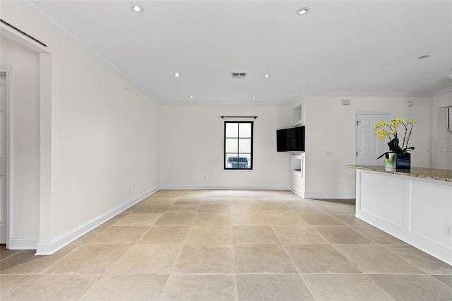 1047 Banks Rose St, Kissimmee, FL 34747 - unfurnished living room featuring ornamental molding, baseboards, and recessed lighting